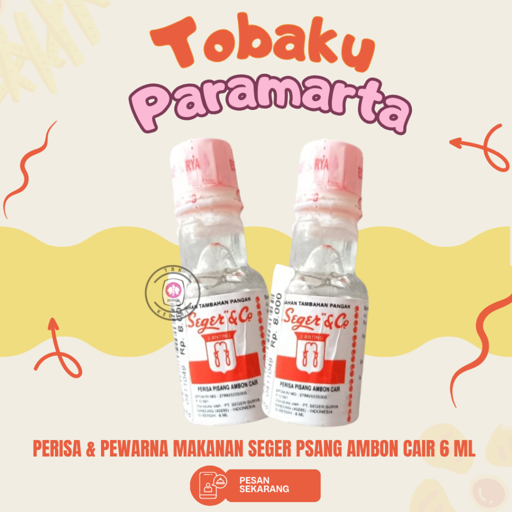 

PERISA DAN PEWARNA OIL BASE MAKANAN SEGER & CO RASA PISANG AMBON 6 ML / PERISA DAN PEWARNA MAKANAN SEGER & CO