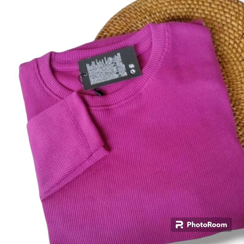 Kaos Rib Waffle Baju Kaos Atasan Polos Wanita Pria Lengan Panjang Terbaru-Kaos Rib Wafer Premium Len