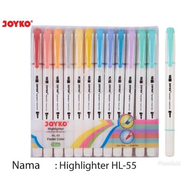 

TERBARU Dual Tip Highlighter Pastel color Joyko HL55 12 warna