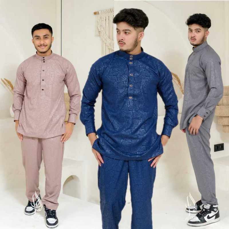 Baju Koko Setelan Pakistan pria motif embos Al faan signature