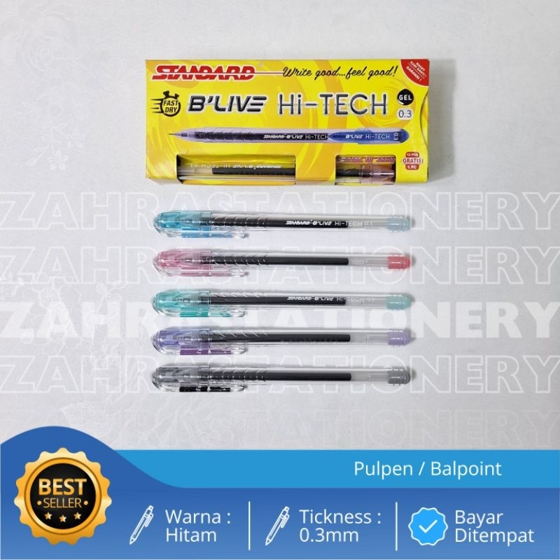 

( PCS ) Standard Pulpen / Ballpoint B'Live Hi-Tech Tinta Hitam Tip 0.3mm