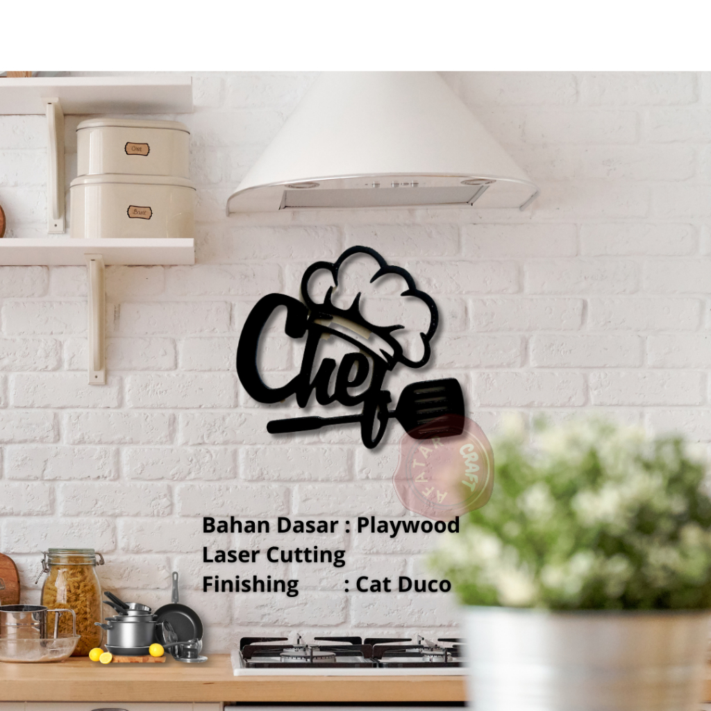 Hiasan dinding Dapur Unik | CHEF Kitchen Wall Decor | Hiasan Dinding Kayu