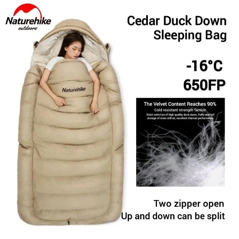 SLEEPING BAG NATUREHIKE CNH22SD008 CEDAR DUCK DOWN HOLLOW COTTON QUILT SLEEPING BAG MUMMY KANTONG TI