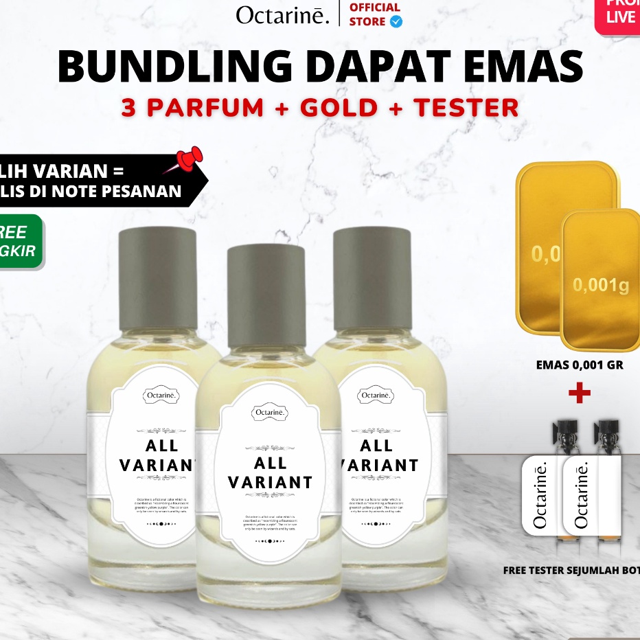 Kode QJN989  LELANG KHUSUS LIVE  Bundling 3 Botol Parfum 3ml Gratis Emas Bebas Pilih Variant  Octari