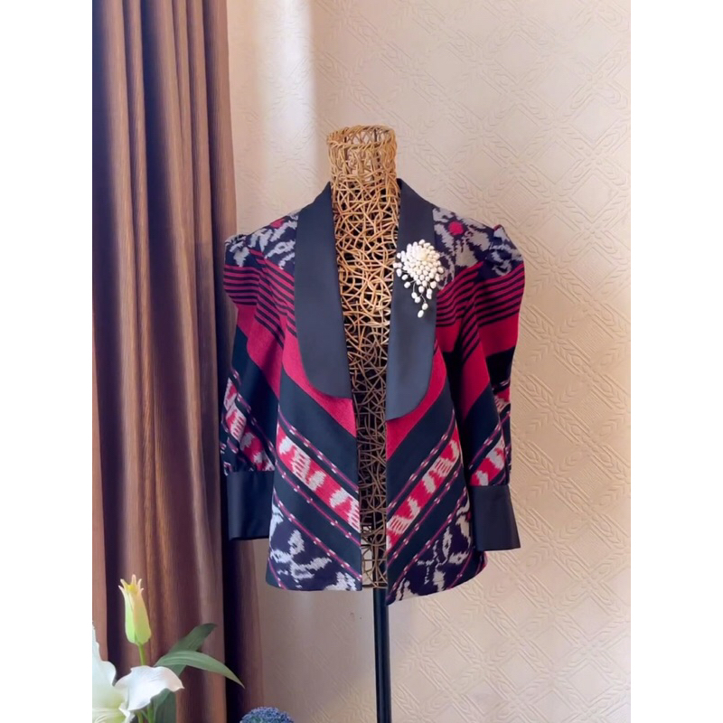 TENUN_GAYA Blazer Batik Wanita Modern Blazer tenun jepara atasan wanita baju tenun blazer murah fash