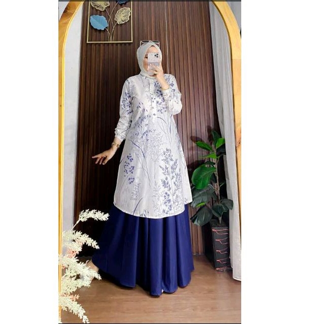 Tunik Flower Basic||tunik motif||tunik katun||tunik jumbo by Express