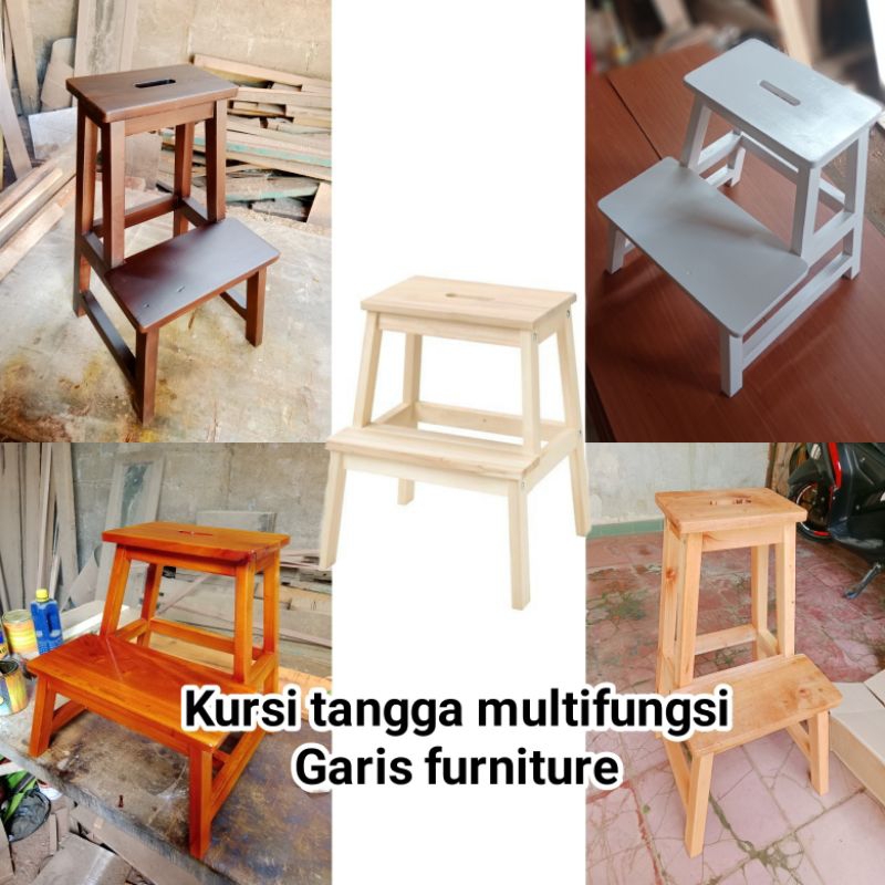 Kursi tangga kayu multifungsi | Bangku tangga kayu