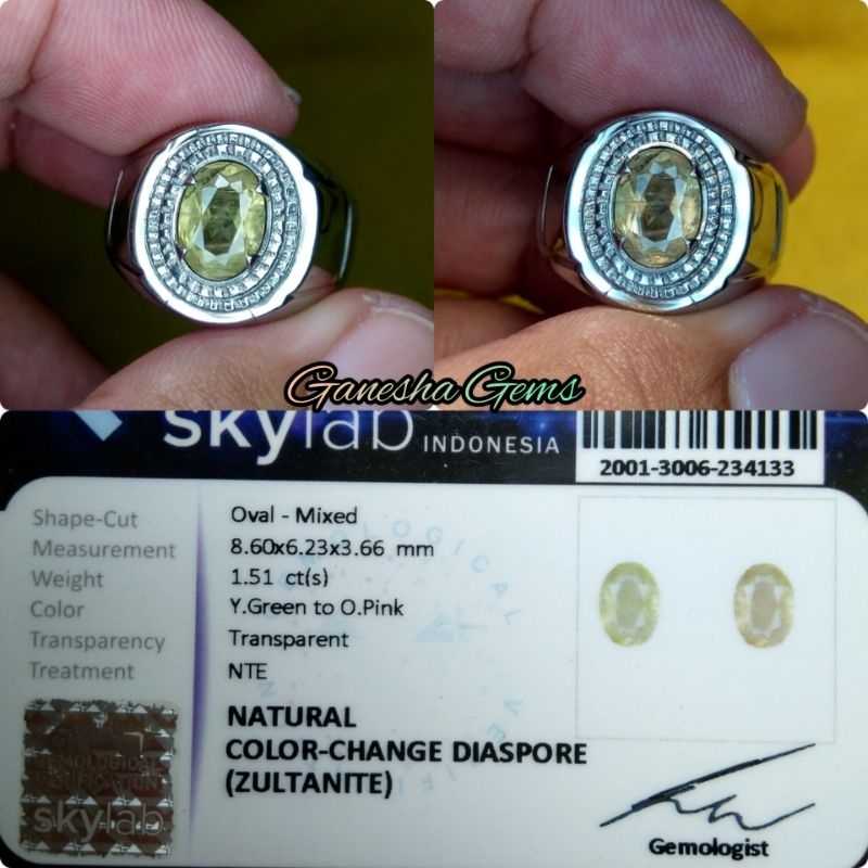 Natural Color - Change Diaspore ( Zultanite ) 1.51 Ct - Turkey - include memo Sky lab