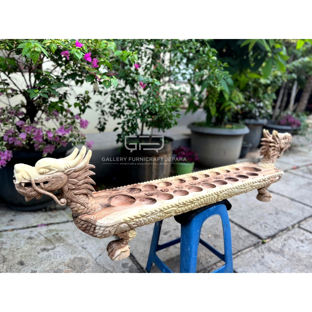 Congklak Dakon Naga Kayu Trembesi Jumbo 135x25x35cm
