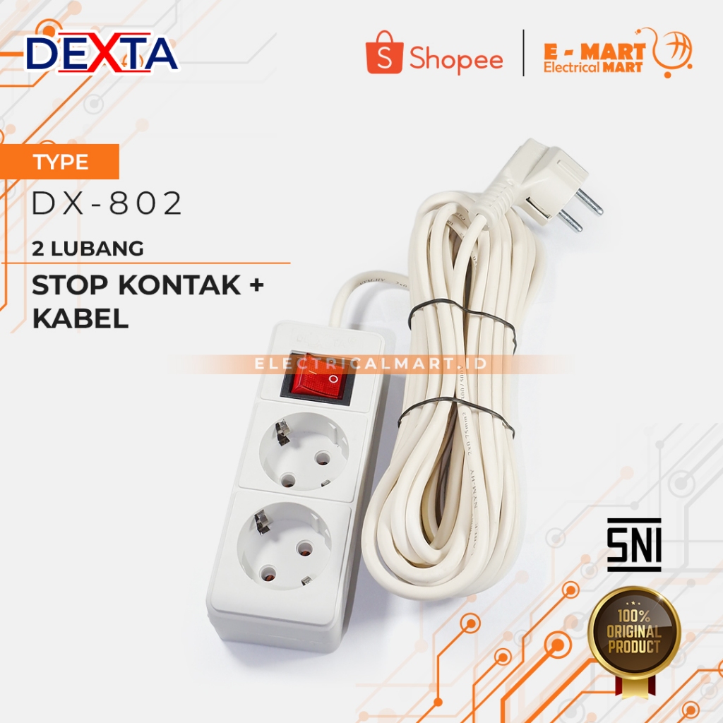 StopKontak+Kabel DEXTA 10M Terminal Arde Plus Kabel 10meter
