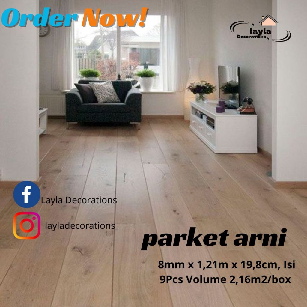 Lantai parket motif kayu tebal 8mm