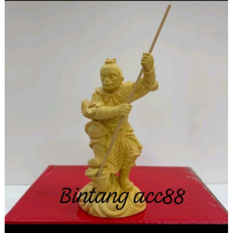patung dewa kera sakti/ sun go kong- kayu- 4inch- polos (I)-1