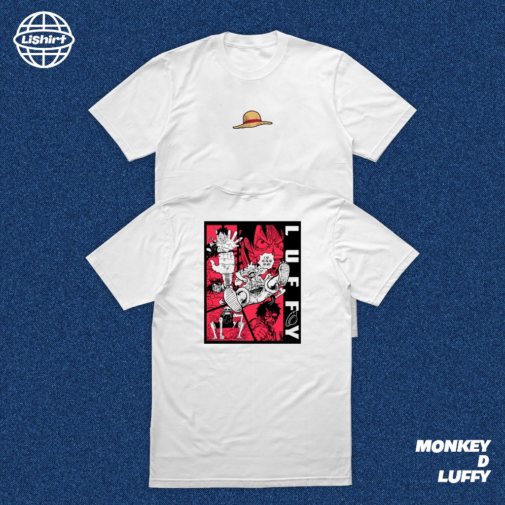 Kaos Anime - Kaos One Piece - Kaos Nakama - Kaos Putih - MONKEY D LUFFY GEAR 5 - Baju Anime - Baju O