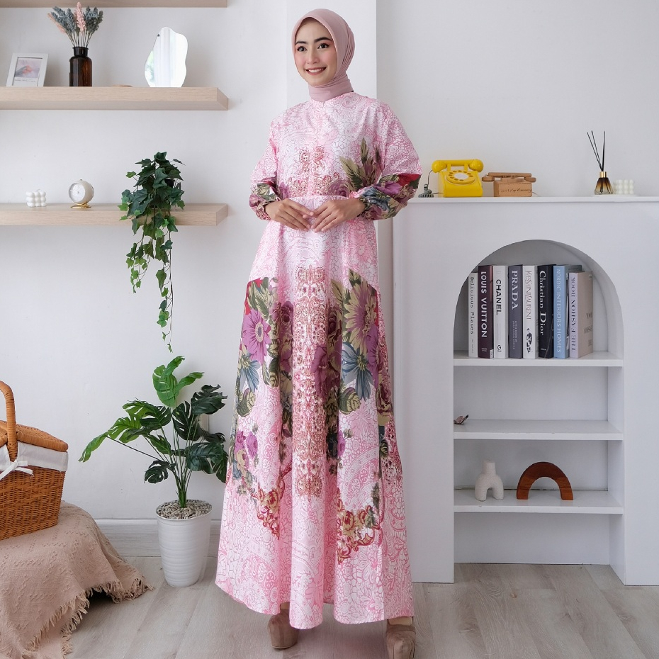 ABA agen baju official  GAMIS JAMILLAH ( DAPAT BAJU AJA ) - homey dress - gamis - gamis wanita - gamis katun apel - gamis muslim - dress - dress wanita - dress menyusui - gamis menyusui - gamis syari-JAMILLAH 35 PINK