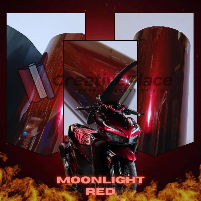 sticker skotlet motor PET moonlight red premium / scotlite moonlight merah / skotlet merah lembayung