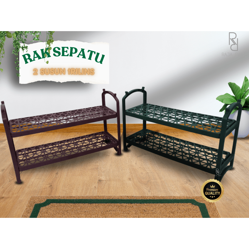 RAK SEPATU 2 SUSUN - Rak Tempat Sandal Sepatu Kokoh Plastik Dapat Ditumpuk dan Serbaguna/RAK SEPATU 