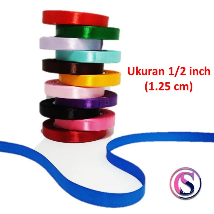 

Pita saten / pita satin 1/2 " inch lebar 1.25 cm panjang 18 meter