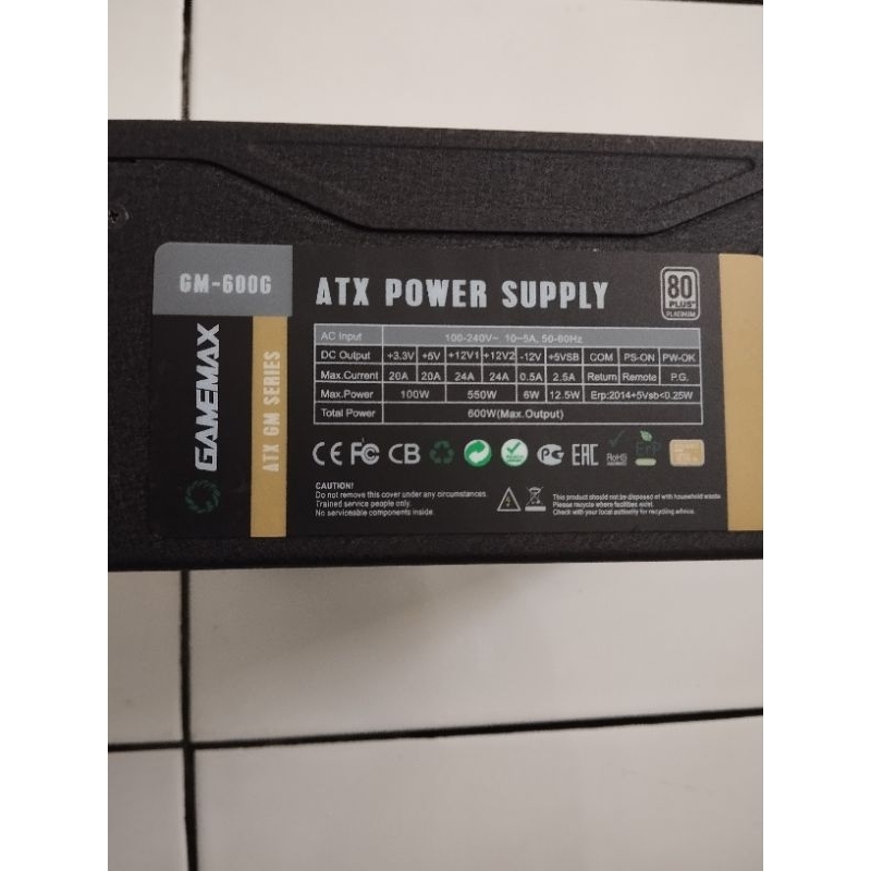psu gamemax 600watt 80+platinum semi modular