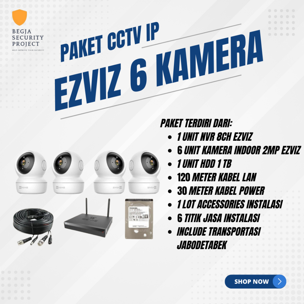 PAKET CCTV IP EZVIZ Indoor 6 Kamera C6N