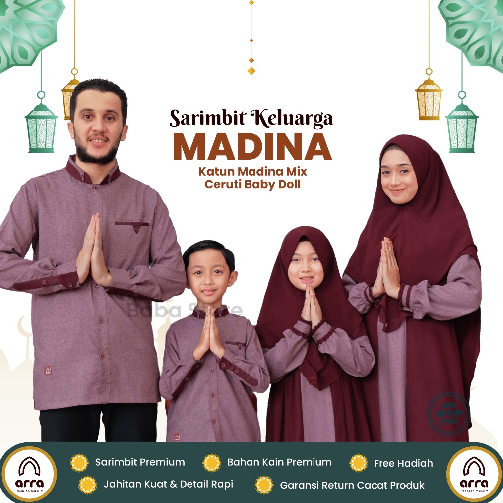 Grosir Baba Arra  Gamis Couple Pasangan Series Madina Maroon By Arra  Baju Couple Keluarga Lebaran O