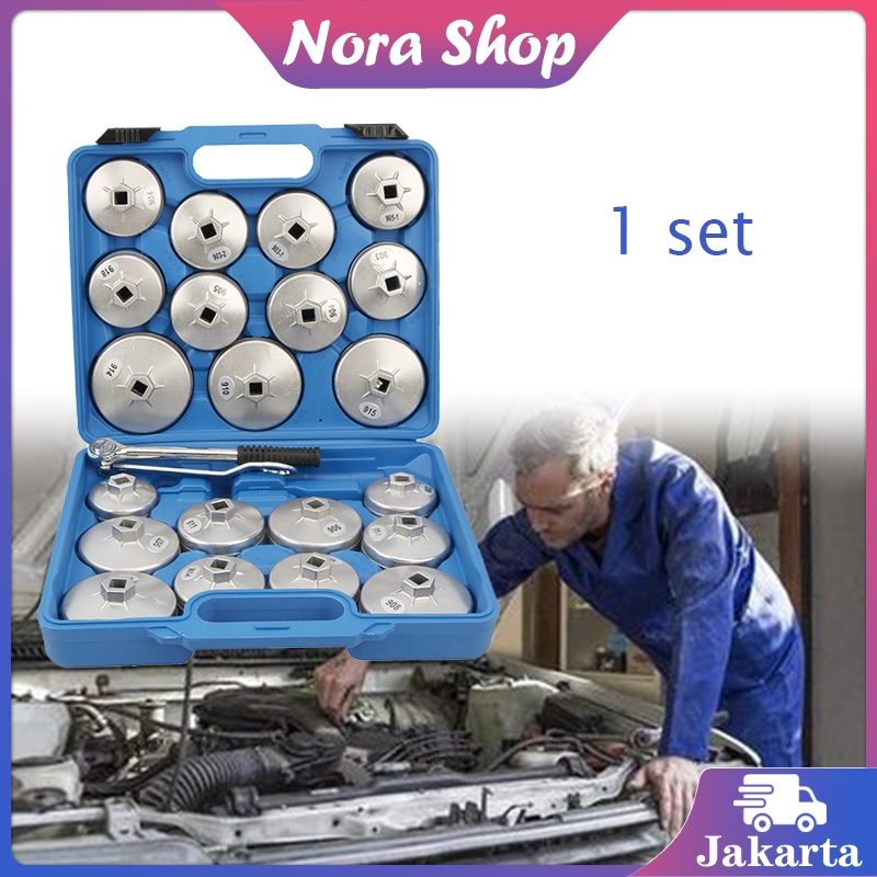 1 Set Kunci Filter Oli Mangkok 23 pcs Kunci Pas Pembuka Tutup Filter Oli Mobil Untuk Berbagai Merk M