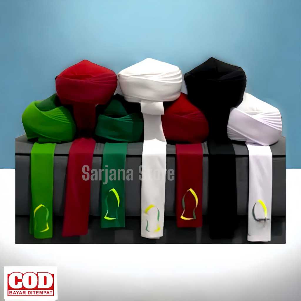 Peci imamah intsan sorban 3 meter permanen /Kopiah Habib Tinggal Pakai Tanpa Melilit Turki Palestina