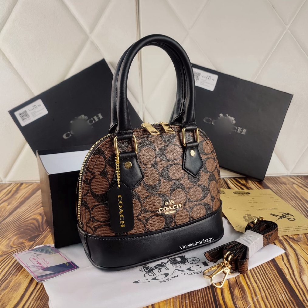 COD Tas IMPORT Alma COACH MEDIUM FREE BOX KODE 1791 KOMPLIT BRANDED PREMIUM GROSIR HANDBAG MIRROR  V