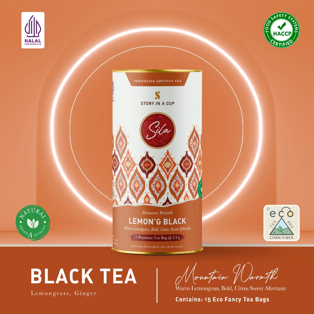 

Sila - Lemongrass Black - Daily Gourmet - Premium Artisan Blend - Canister - (15 Eco Fancy Tea Bag & Loose Tea 100gr) - Teh Premium - Black Tea