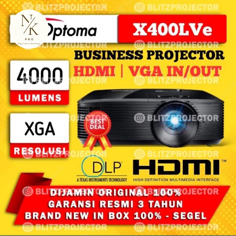 Optoma x400lve / proyektor optoma 4000lumens