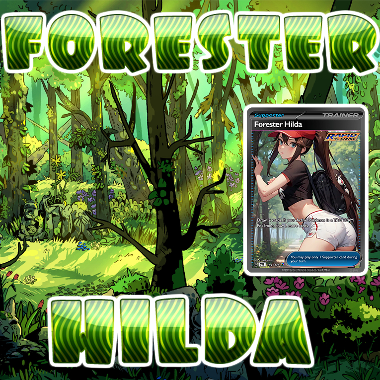 KARTU POKEMON TCG RAINBOW HOLOGRAM SPECIALTRAINER FORESTER HILDA