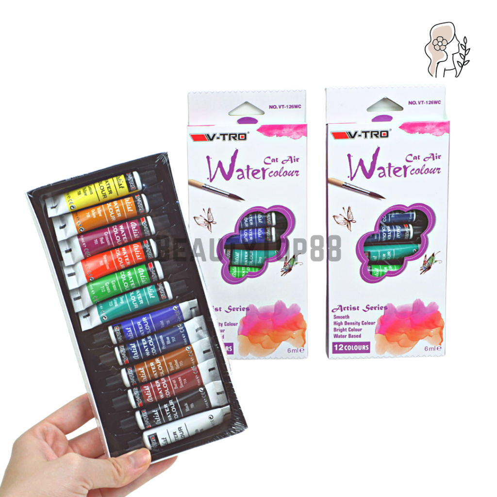 

Cat Air Watercolour V-tro 12 Warna / Watercolor Painting Set / Cat Melukis Air Vitro Vtro