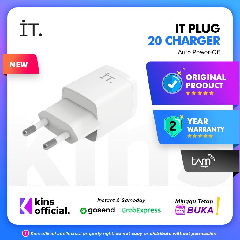 Baru IT Plug 2 Charger  White  IT Plug 2w Charger Wall  IT 2w Kepala charger  IT Plug 2w Charger  IT