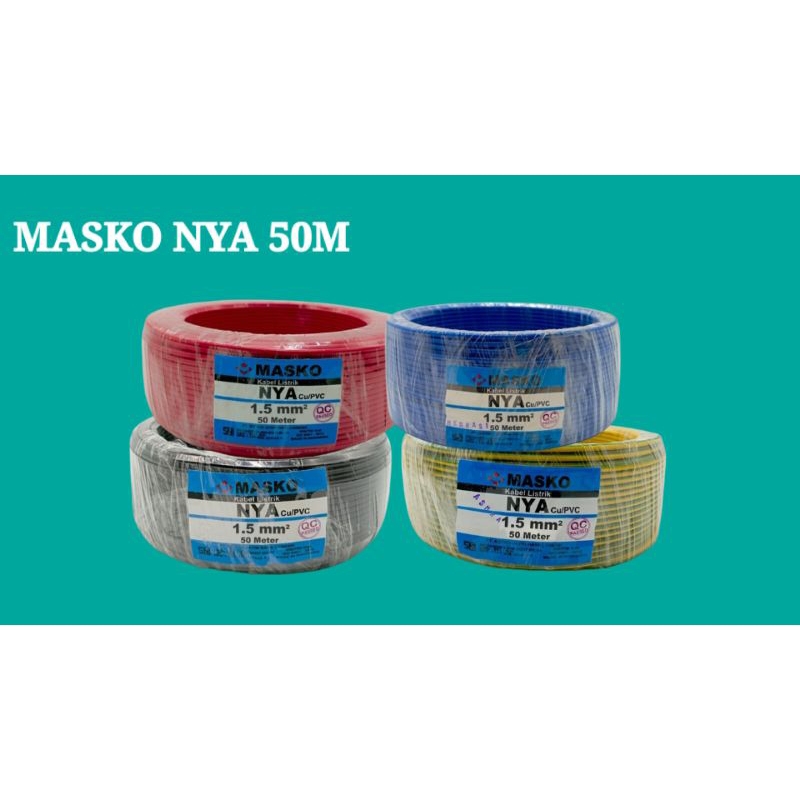 KABEL LISTRIK KAWAT TEMBAGA NYA 1.5 MM TUNGGAL 50M 50 M ORI MASKO - Merah