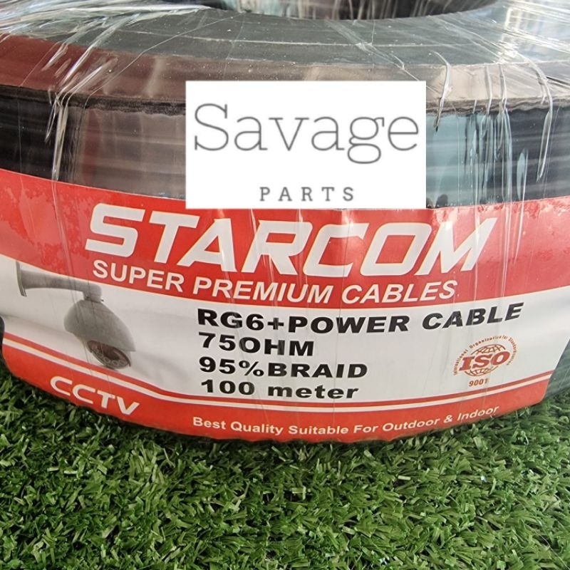 100 METER KABEL POWER CCTV RG6 STARCOM HITAM RG 6 COXIAL + POWER