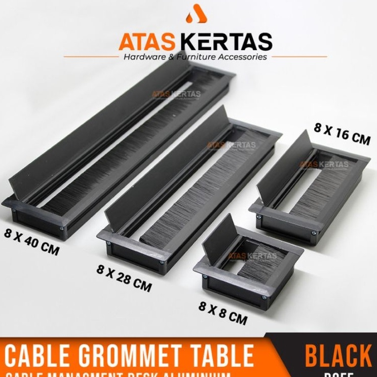 wY Alumunium Gromet Kabel Meja  Grommet Tutup lubang kabel meja kotak Hitam