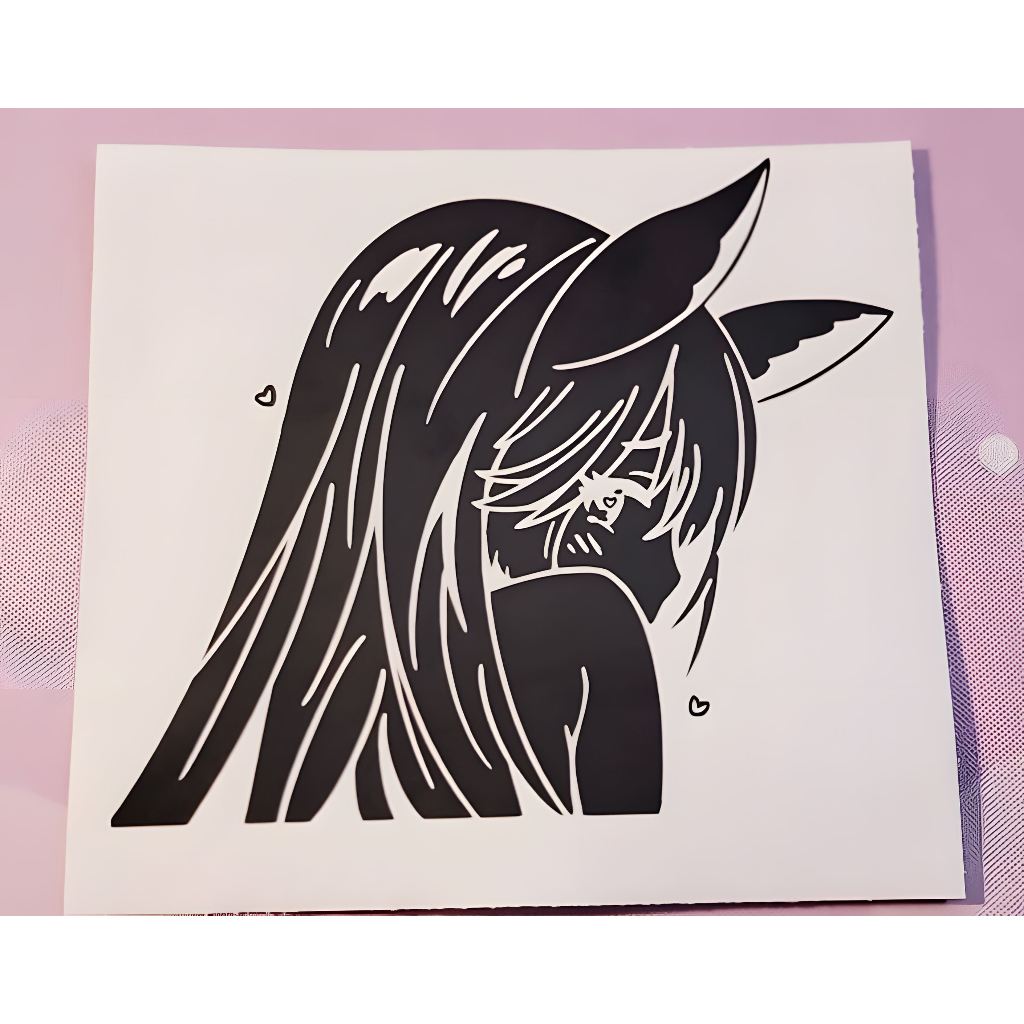 Stiker Vinil Peeker Gadis Kucing Anime | Stiker Gadis Kucing | Stiker Vinil Anime | Stiker Kawaii | 