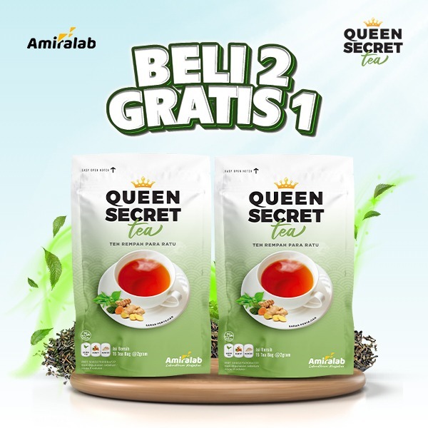 

BELI 2 GRATIS 1 Amiralab Queen Secret Tea Minuman Teh Pelancar Haaid Telat Terlambat Siklus Bulan Jamu Ramuan Mempercepat