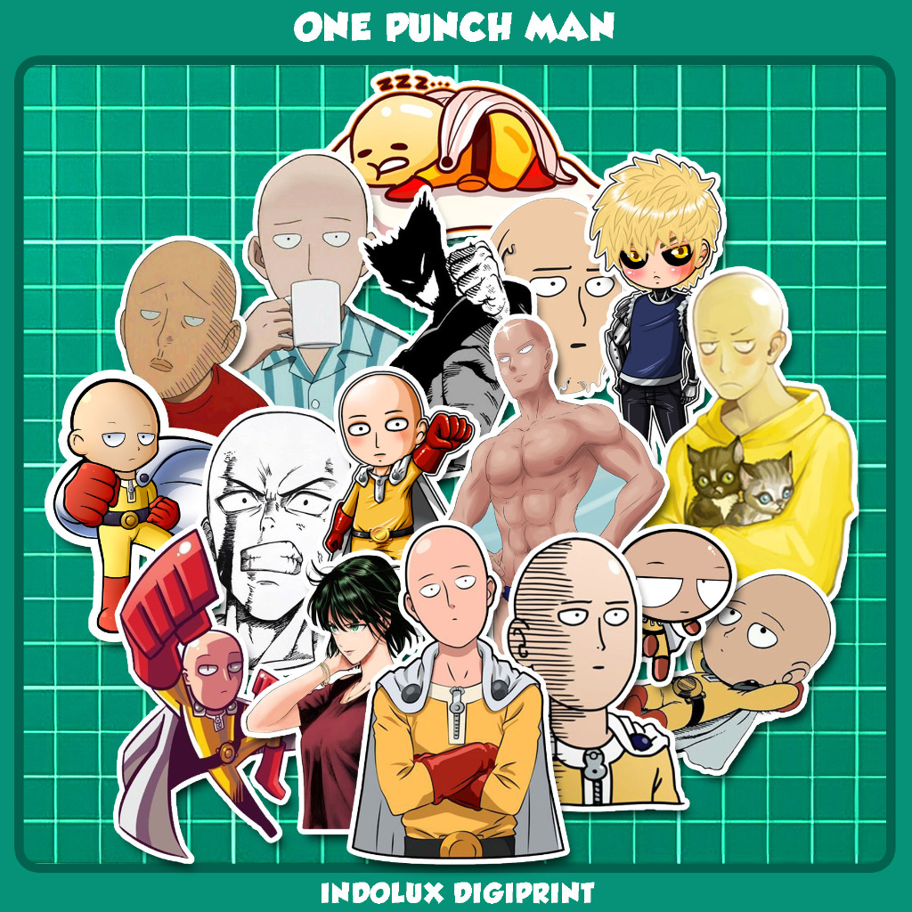 

Sticker One Punch Man 37 Pcs Saitama Oppai Stiker Anime Anti Air Dekorasi Laptop