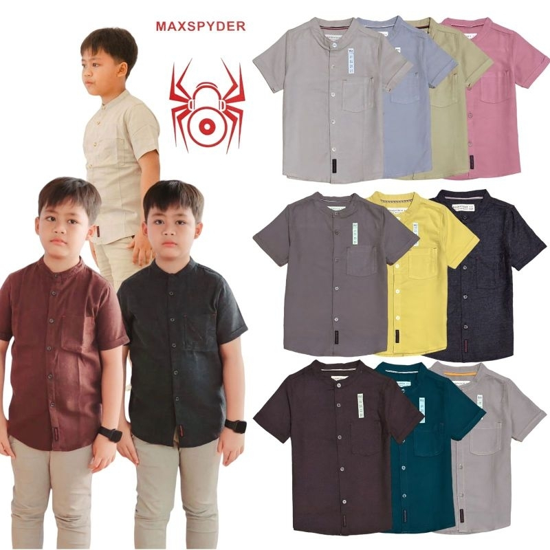Kemeja Kerah Sanghai Anak Laki laki / Kemeja Koko - Kemko Maxspyder 2-8 Tahun