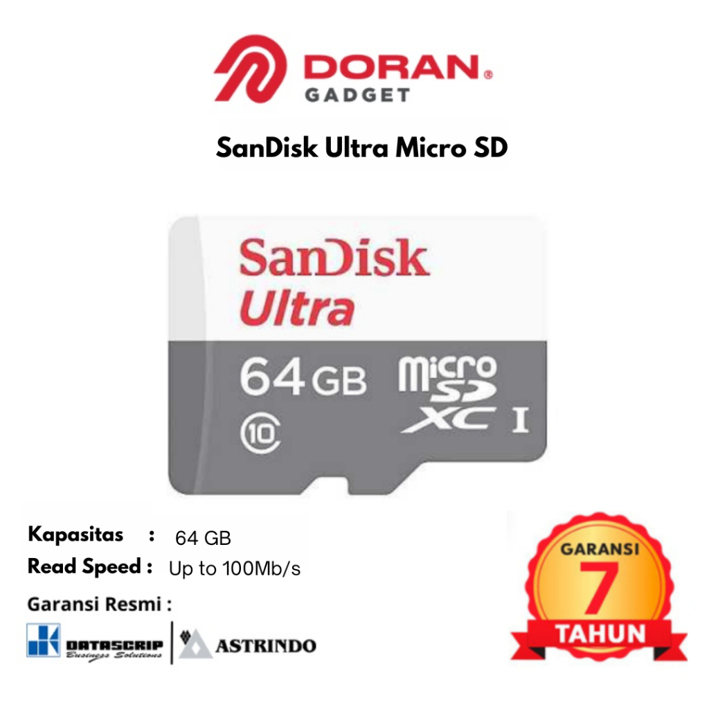 Sandisk Micro SD 64GB Sandisk CL10 100Mbps Memory Card 64 GB Garansi Resmi 7 Tahun