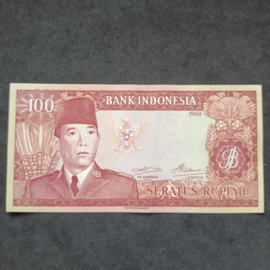 Uang Kuno 100 Rupiah Seri Sukarno 1960 UNC Replacement Seri X LANGKA