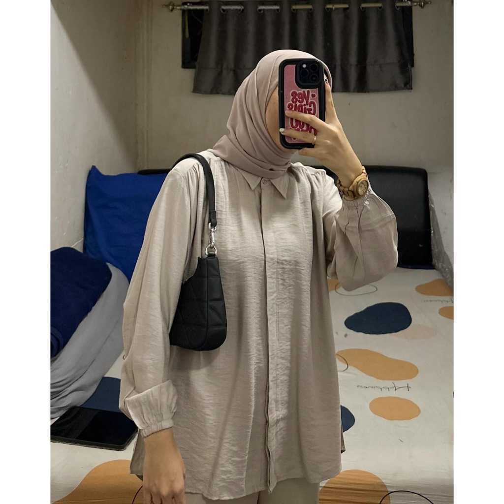 Bdg.Grosir Sintia Blouse Crinkle Polos- Blouse Wanita- Kemeja Blouse