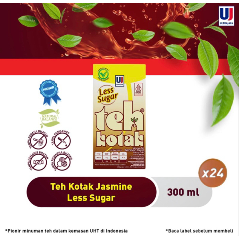 

Teh Kotak Ultra Jasmine Less Sugar 300ml 1 Dus Isi 24 Pcs
