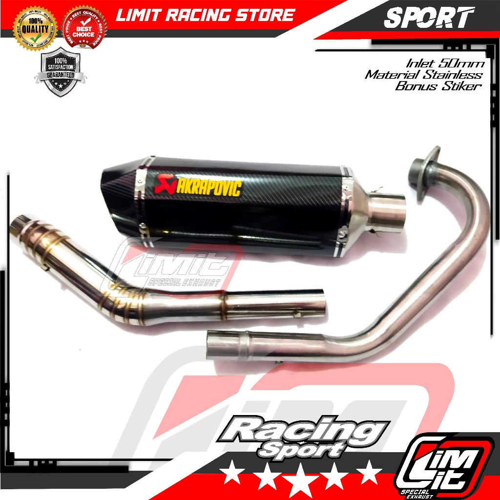 KNALPOT RACING AKRAPOVIC R15V3 CBR150R VIXION R15V2 CB150 SATRIA FU SONIC MX KING VERZA TIGER SUARAA