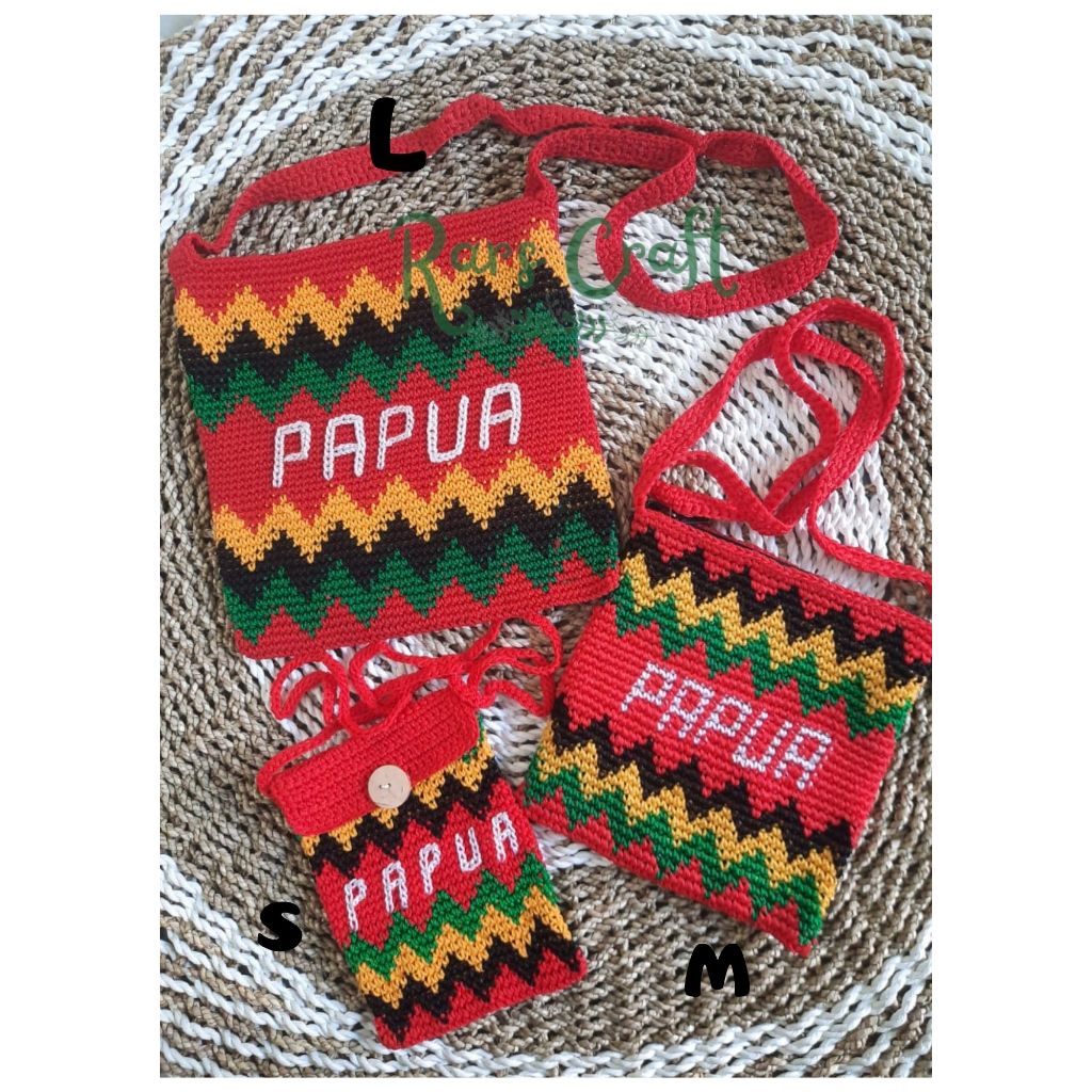 Tas Papua , tas rajut , noken Papua, Tas selempang, Tas selempang papua, Tas untuk oleh oleh, Tas un