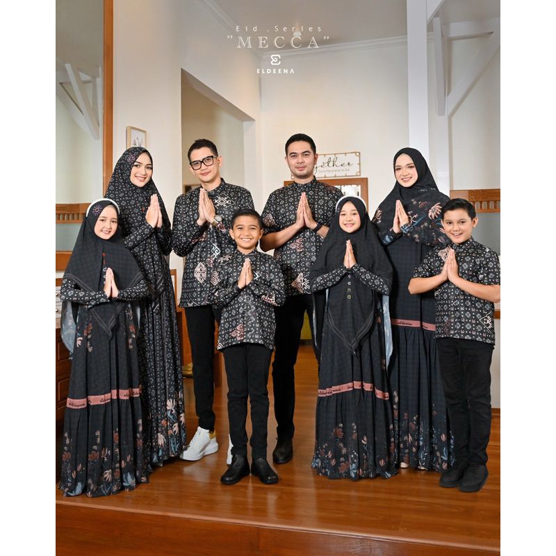 MECCA FAMSET BY ELDEENA / GAMIS SARIMBIT ELDEENA SYARI / GAMIS SYARI COUPLE / GAMIS SYARI KELUARGA L