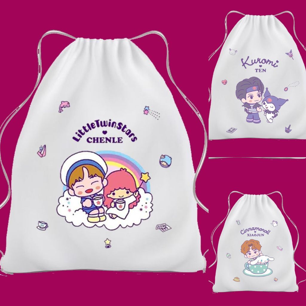 Tas Serut Tas Selempang String Bag Kuromi Cinnamonroll NCT Dream NCT 127 x Sanrio Lucu Kanvas