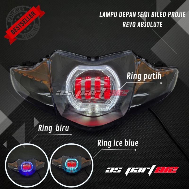 REFLEKTOR LAMPU DEPAN REVO ABSOLUTE SEMI BILED PROJIE LED / LAMPU DEPAN REVO ABSOLUTE BILED ALA-ALA 