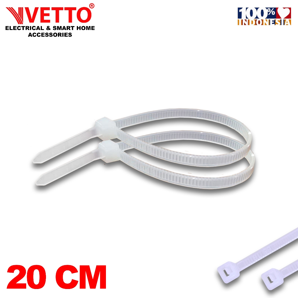 

Kabel Ties 20cm / Cable Tie / Kumis Kucing Putih Isi 50 Pcs