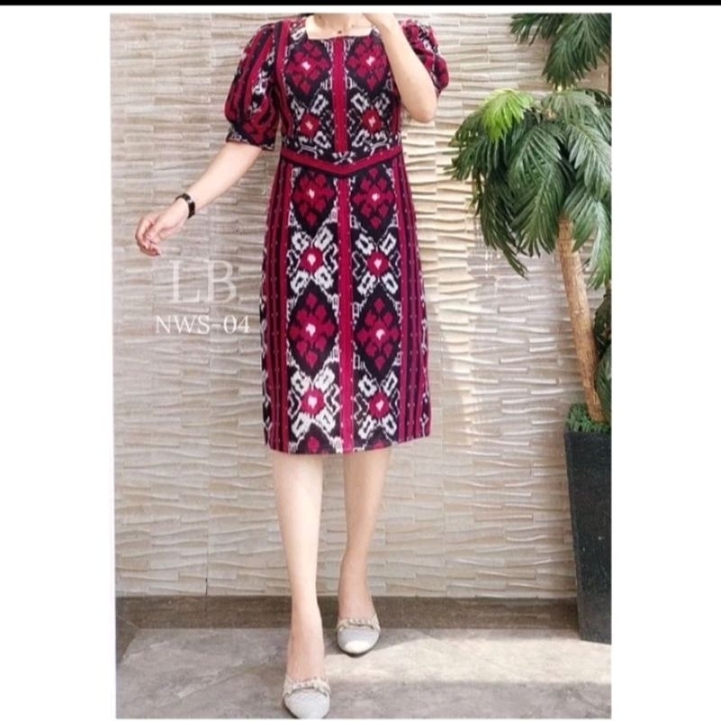 Gaun dress pesta lengan balon etnik kekinian couple set dress tenunan asli ntt,sumba